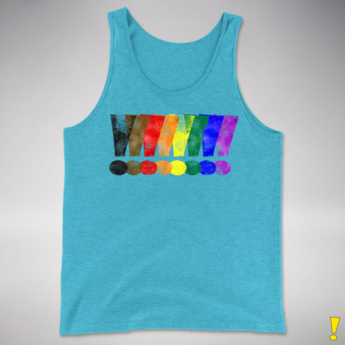 Distressed Philly LGBTQ Pride Whee! Exclamation Points Premium Tank - Aqua Triblend