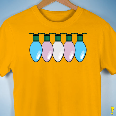 Transgender Pride Flag Christmas Lights Premium Unisex T-Shirt - Gold