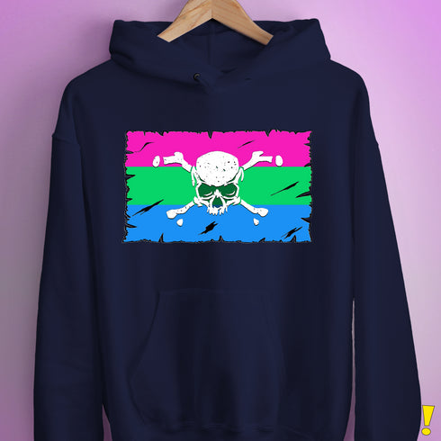 Polysexual Pride Pirate Flag Hoodie - Navy