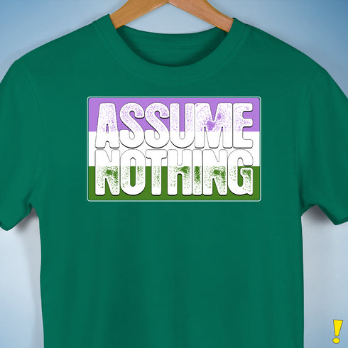Assume Nothing Genderqueer Pride Flag Premium Unisex T-Shirt - Kelly Green