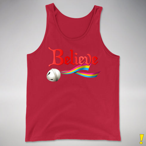 Believe Pansexual Pride Jingle Bell Premium Tank Top - Red