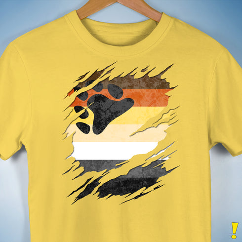 Bear Pride Flag Ripped Reveal Premium Unisex T-Shirt - Yellow