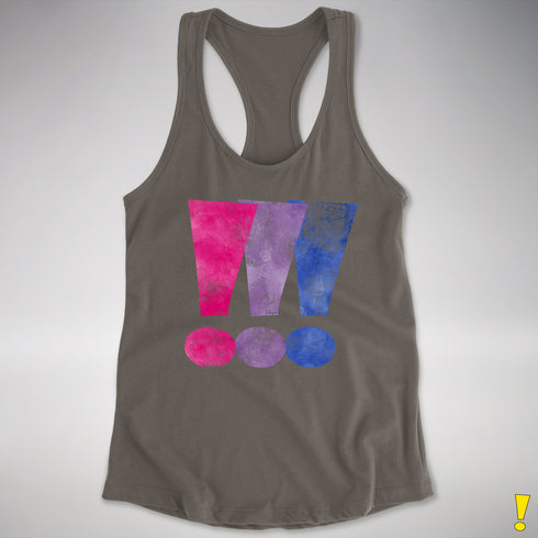 Bisexual Pride Exclamation Points Racerback Tank - Dark Grey