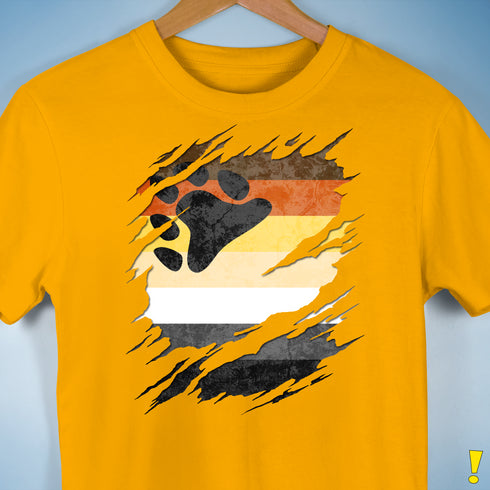 Bear Pride Flag Ripped Reveal Premium Unisex T-Shirt - Gold