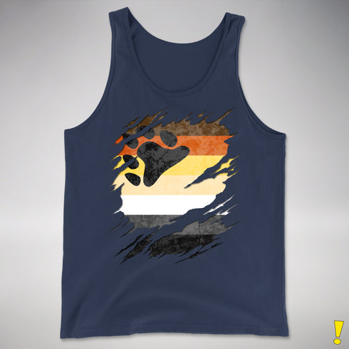 Bear Pride Flag Ripped Reveal Premium Tank Top - Navy