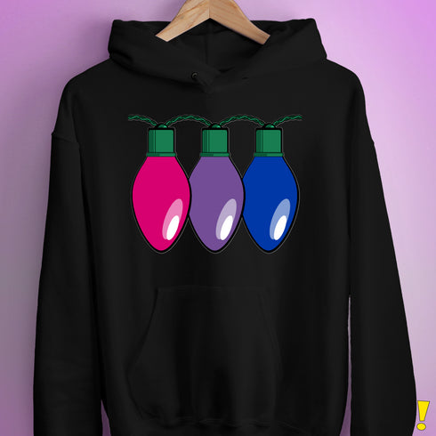 Bisexual Pride Christmas Lights Hoodie - Black