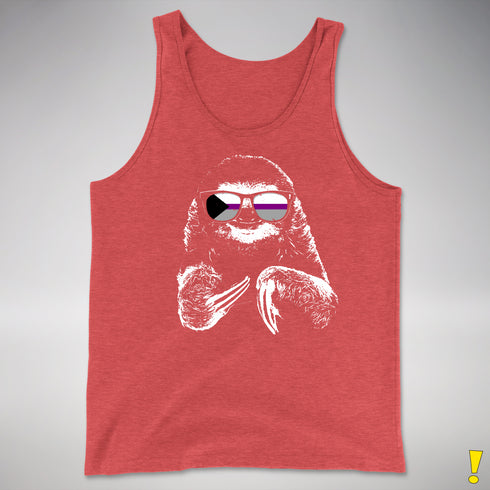 Pride Sloth Demisexual Pride Flag Sunglasses Premium Tank Top - Red Triblend