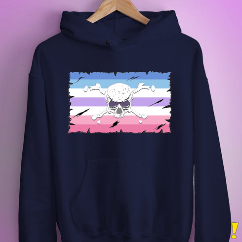 Bigender Pride Pirate Flag Hoodie - Navy