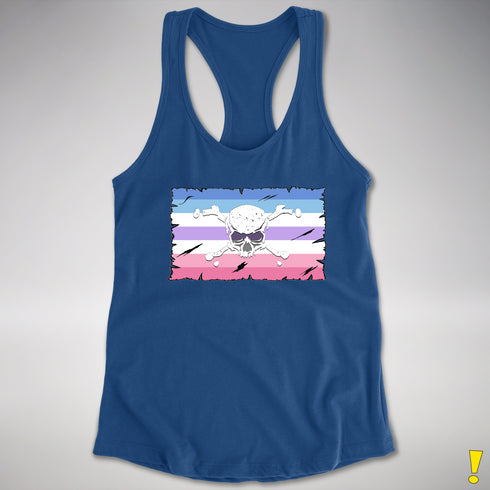 Bigender Pride Pirate Flag Racerback Tank - Royal