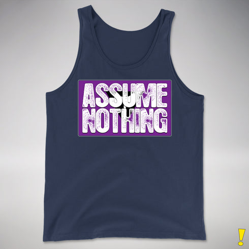 Assume Nothing Lesbian Labrys Pride Flag Premium Tank Top - Navy