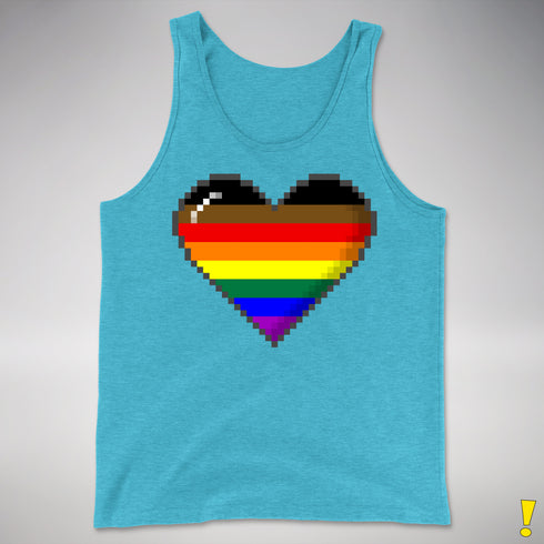 Philly LGBTQ Pride 8-Bit Pixel Heart Premium Tank Top - Aqua Triblend
