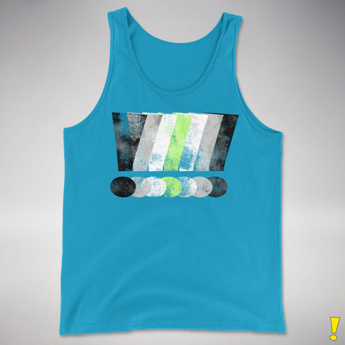 Agender Pride Grunge Exclamation Points Premium Tank Top - Neon Blue