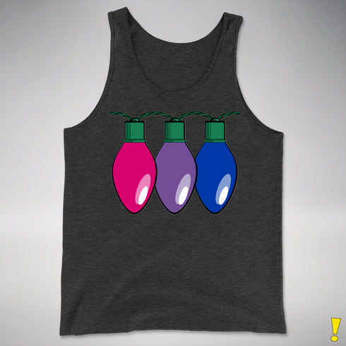 Bisexual Pride Christmas Lights Premium Tank Top - Charcoal Triblend