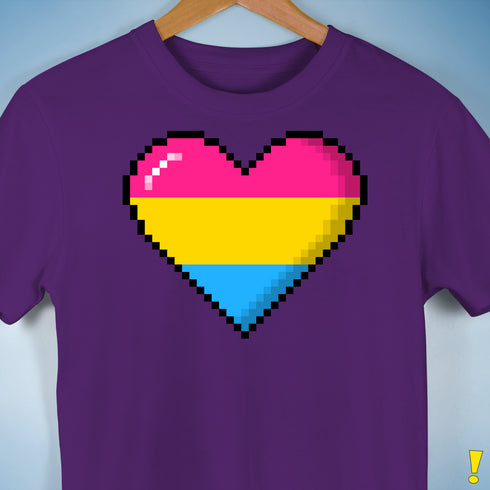Pansexual Pride 8-Bit Pixel Heart Premium Unisex T-Shirt - Purple