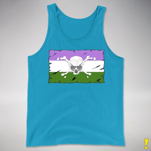 Genderqueer Pride Pirate Flag Premium Tank Top - Neon Blue