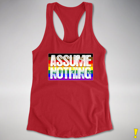 Assume Nothing Philly LGBTQ Gay Pride Flag Racerback Tank - Red