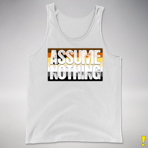 Assume Nothing Bear Pride Flag Premium Tank Top - White