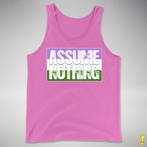 Assume Nothing Genderqueer Pride Flag Premium Tank Top - Neon Pink