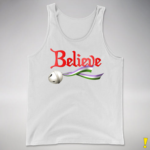 Believe Genderqueer Pride Jingle Bell Premium Tank Top - White