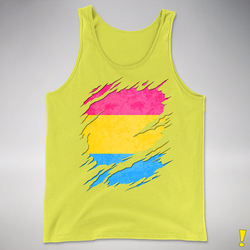 Pansexual Pride Flag Ripped Reveal Premium Tank Top - Neon Yellow