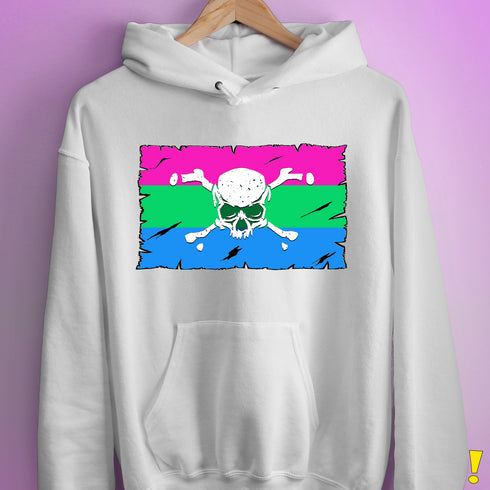 Polysexual Pride Pirate Flag Hoodie - White