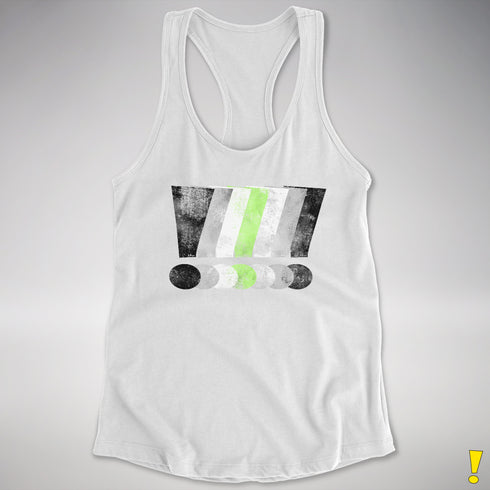 Agender Pride Grunge Exclamation Points Racerback Tank - White