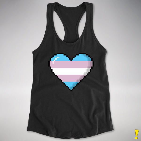 Transgender Pride 8-Bit Pixel Heart Racerback Tank - Black