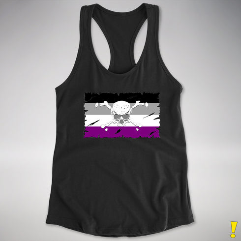 Asexual Pride Pirate Flag Racerback Tank - Black