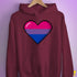 Bisexual Pride Pixel Heart Hoodie - Maroon