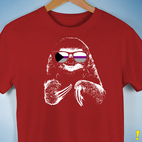 Pride Sloth Demisexual Pride Flag Sunglasses Premium Unisex T-Shirt - Red