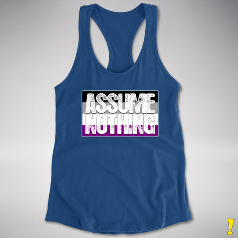 Assume Nothing Asexual Pride Flag Racerback Tank - Royal