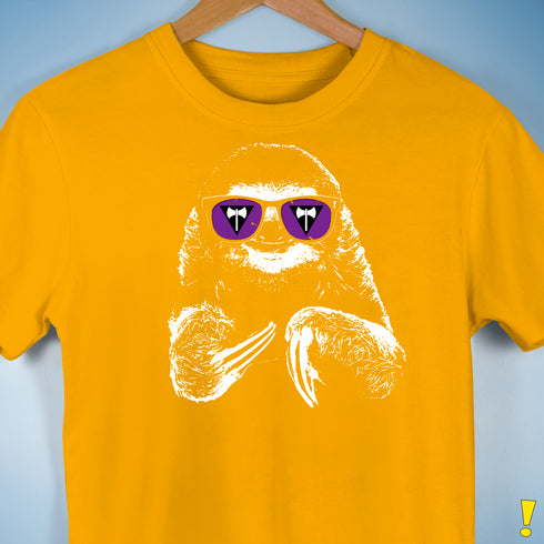 Pride Sloth Lesbian Labrys Flag Sunglasses Premium Unisex T-Shirt - Gold