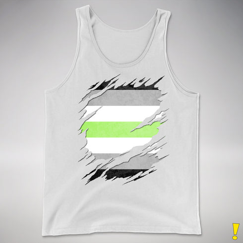 Agender Pride Flag Ripped Reveal Premium Tank Top - White