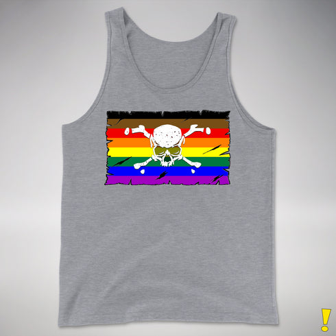 Philly LGBTQ Pride Pirate Flag Premium Tank Top - Grey Heather