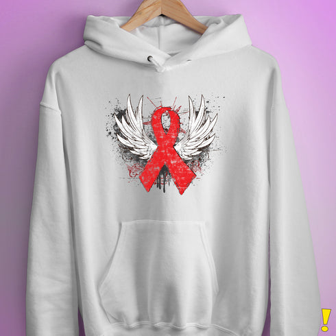 Winged Red Ribbon - World AIDS Day Hoodie - White