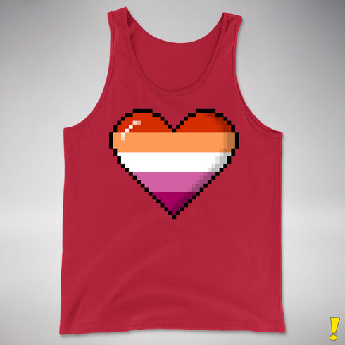Lesbian Pride Pixel Heart Premium Tank Top - Red