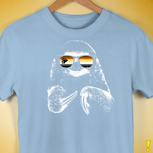 Pride Sloth Bear Pride Flag Sunglasses Premium Unisex T-Shirt - Baby Blue