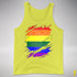 LGBTQ Pride Flag Ripped Reveal Premium Tank Top - Neon Yellow