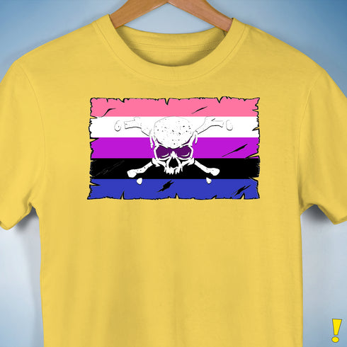 Genderfluid Pride Pirate Flag Premium Unisex T-Shirt - Yellow