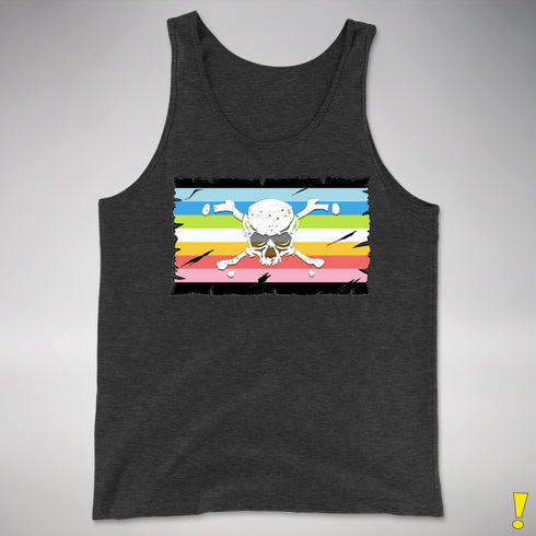 Queer Pride Pirate Flag Premium Tank Top - Charcoal Triblend