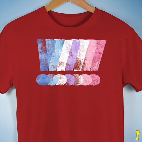 Bigender Pride Grunge Exclamation Points Premium Unisex T-Shirt - Red