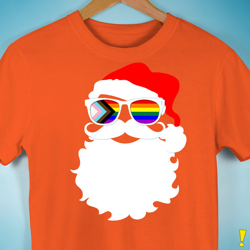 Santa’s LGBTQ Progress Pride Flag Shades Premium Unisex T-Shirt - Orange