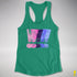 Distressed Omnisexual Pride Exclamation Points Racerback Tank - Kelly Green