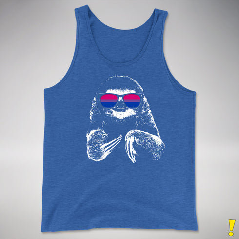 Pride Sloth Bisexual Flag Sunglasses Premium Tank Top - Royal Blue Triblend