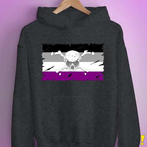 Asexual Pride Pirate Flag Hoodie - Dark Grey Heather