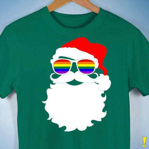 Santa’s LGBTQ Rainbow Pride Flag Shades Premium Unisex T-Shirt - Kelly Green
