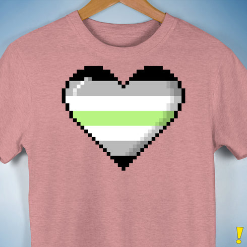 Agender Pride 8-Bit Pixel Heart Premium Unisex T-Shirt - Mauve Heather