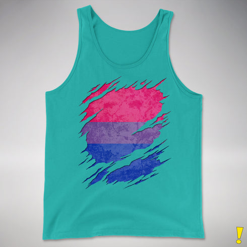 Bisexual Pride Flag Ripped Reveal Premium Tank Top - Teal