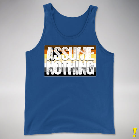 Assume Nothing Bear Pride Flag Premium Tank Top - Royal Blue
