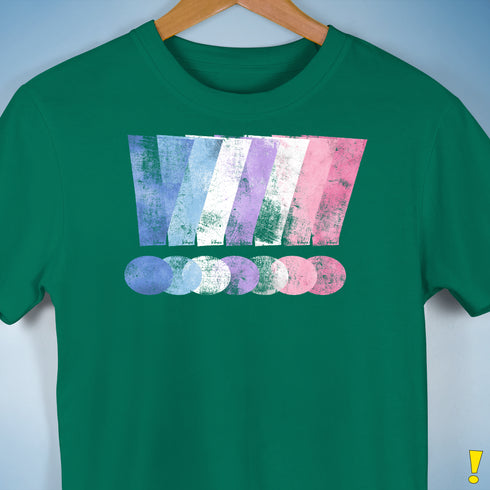 Bigender Pride Grunge Exclamation Points Premium Unisex T-Shirt - Kelly Green